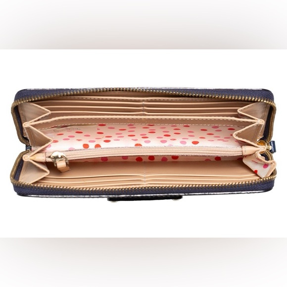 Kate Spade Neda Wellesley Pebbled Leather Zip Around Wallet - Holiday Blue -EUC - Picture 3 of 15